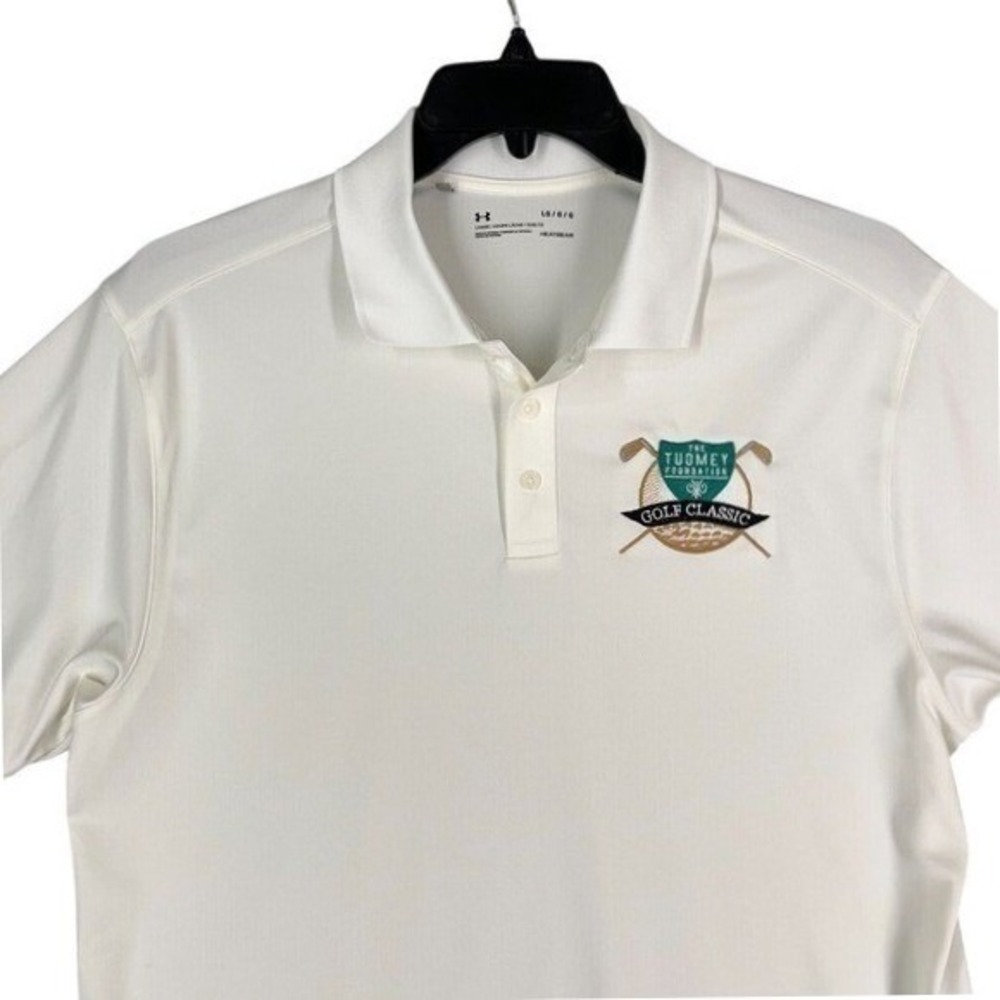 Under Armour Heatgear Loose‎ Polo Golf Shirt Mens Large Classic Tuomey White